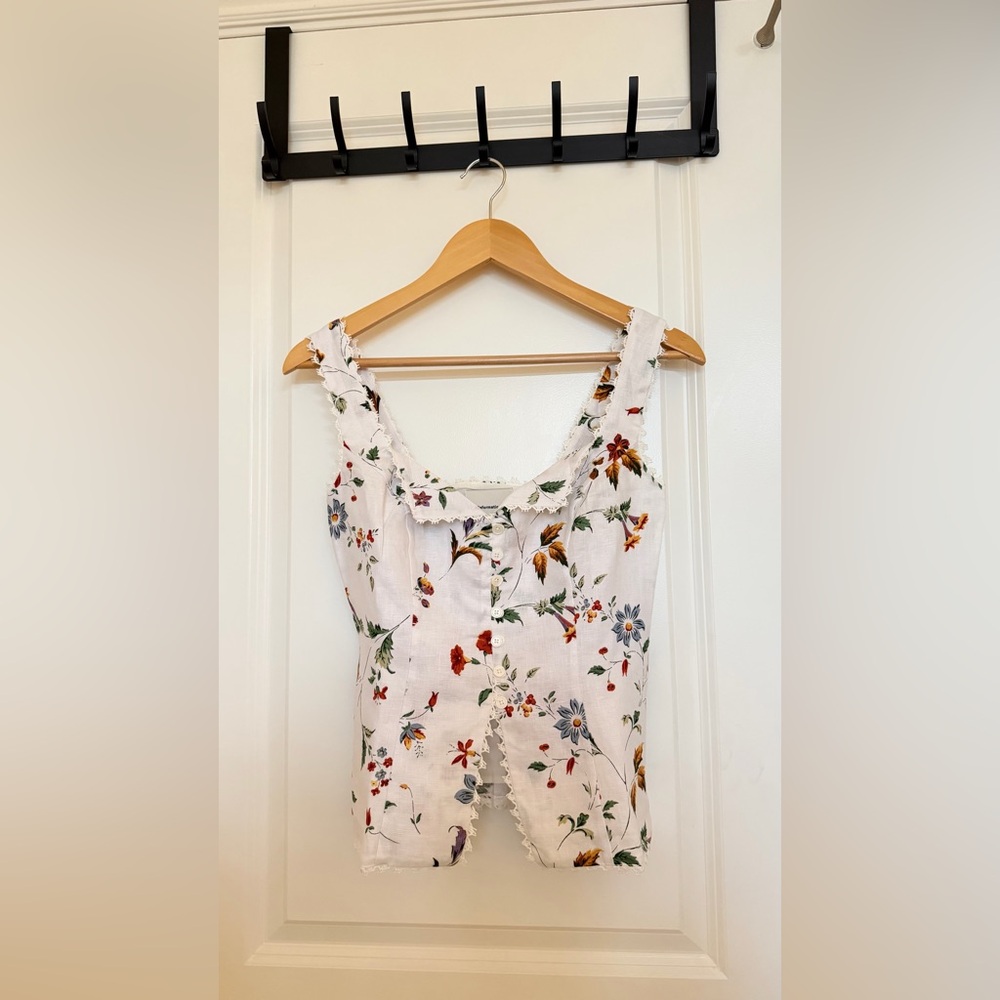 Reformation Viola Linen Top in Corsini. Brand new without tags,  never worn. - Picture 11 of 12